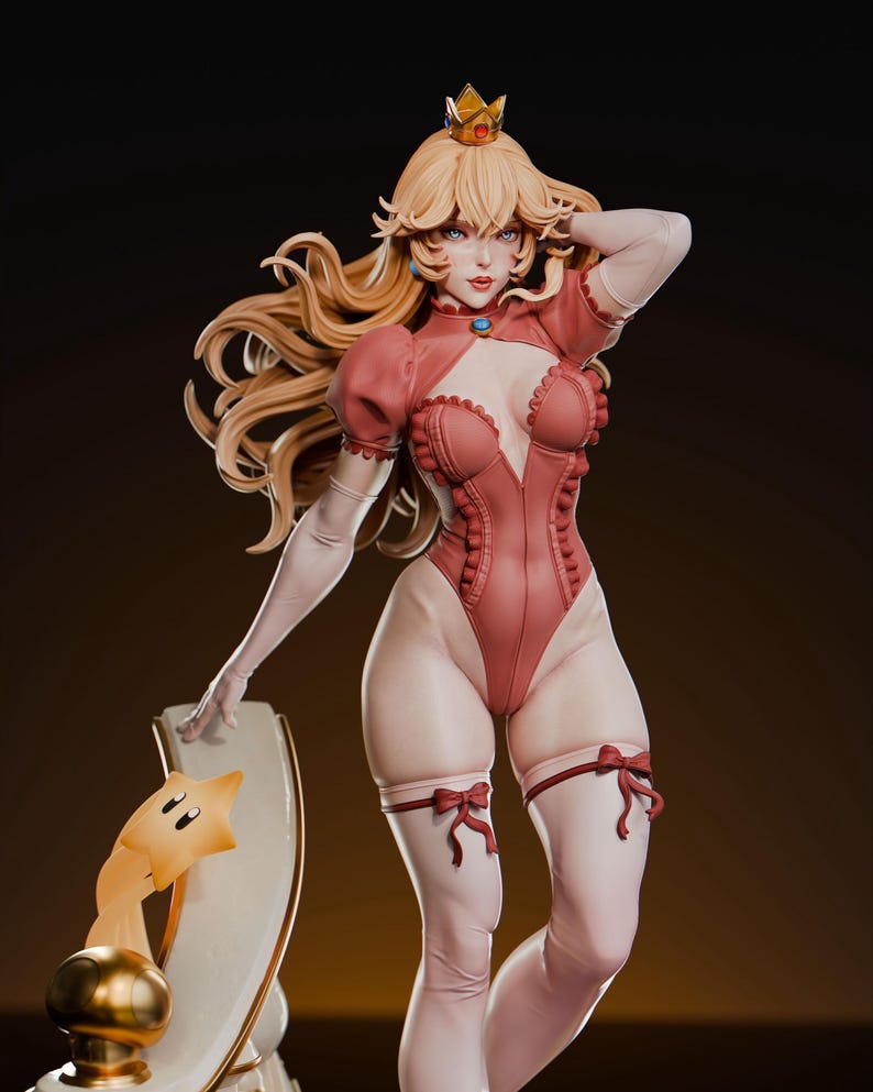 Figura de resina da Princesa Peach da Nintendo – Estátua de arte para fãs impressa em 3D em escala 1/8 e 1/6 | Presente para colecionadores imagem 7