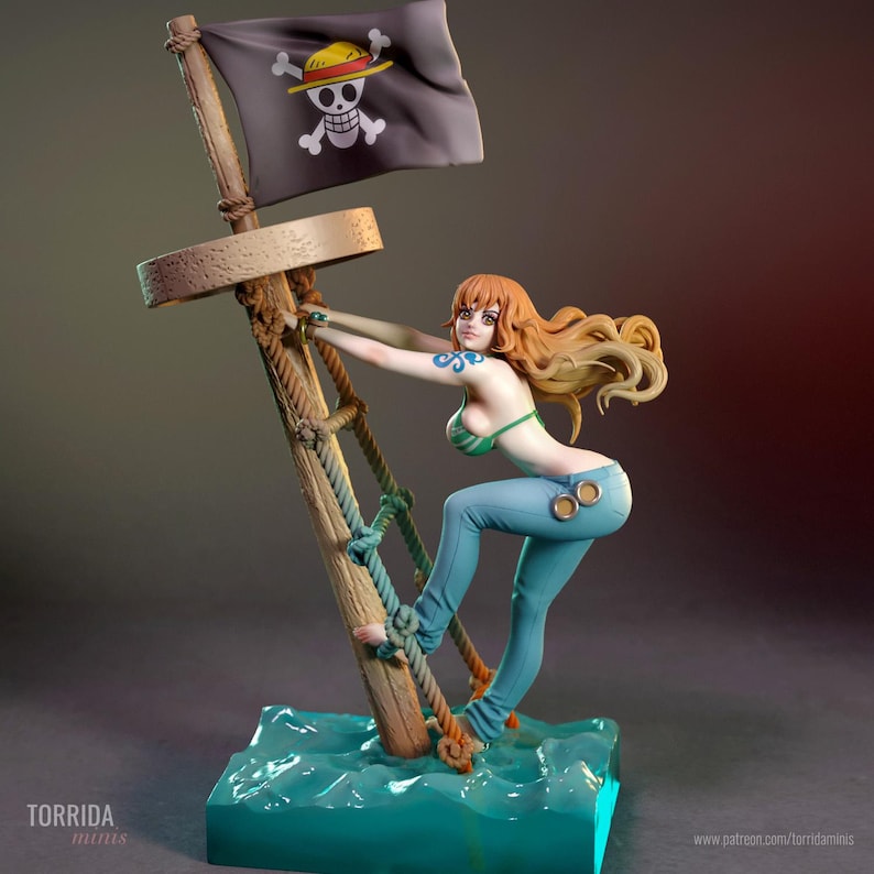 Nami One Piece Resin Figure – 1/8 1/6 Scale 3D Printed Fan Art Statue | Collector Gift image 3