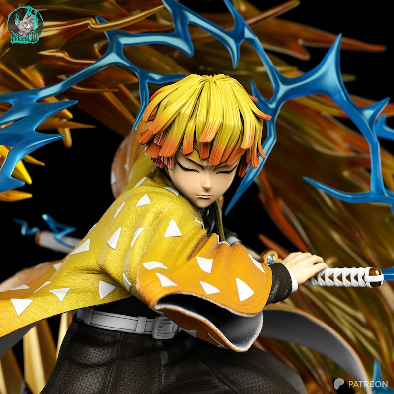 Zenitsu Agatsuma Demon Slayer Resin Figure – 1/8 1/6 Scale 3D Printed Fan Art Statue | Collector Gift image 4