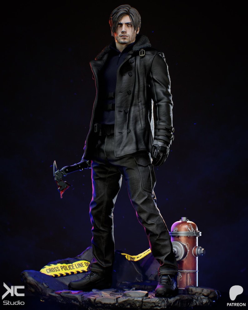 Leon S. Kennedy Resident Evil Resin Figure – 1/8 1/6 Scale 3D Printed Fan Art Statue | Collector Gift image 1