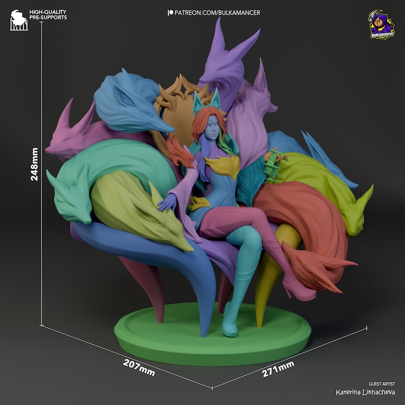 Ahri — League of Legends | 1/8 1/6 Scale Resin Figure | Unpainted or Hand-Painted | 3D Printed Fan Art | Collector Gift image 1