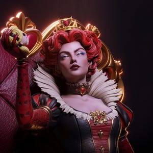 Queen of Hearts — Fantasy / Original | 1/8 1/6 Scale Resin Figure | Unpainted or Hand-Painted | 3D Printed Fan Art | Collector Gift 画像 3