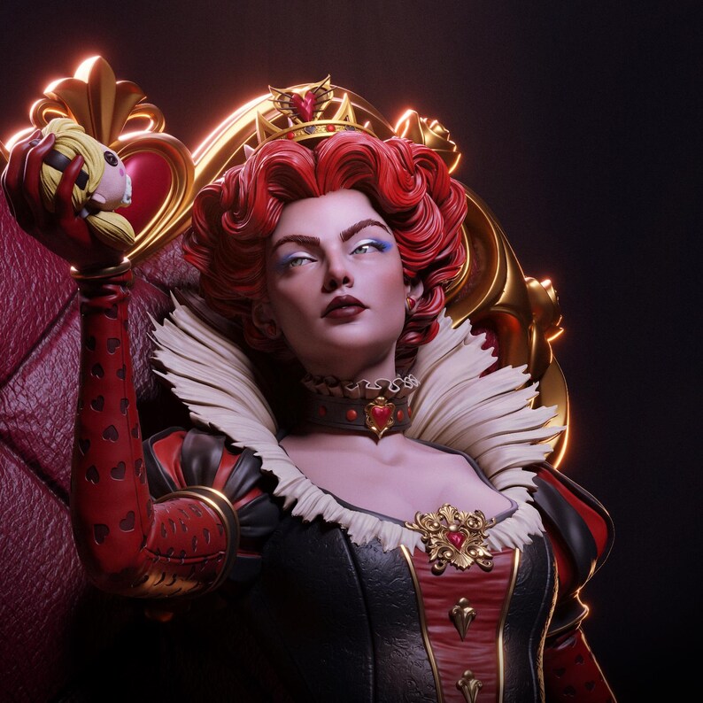 Queen of Hearts — Fantasy / Original | 1/8 1/6 Scale Resin Figure | Unpainted or Hand-Painted | 3D Printed Fan Art | Collector Gift 画像 3