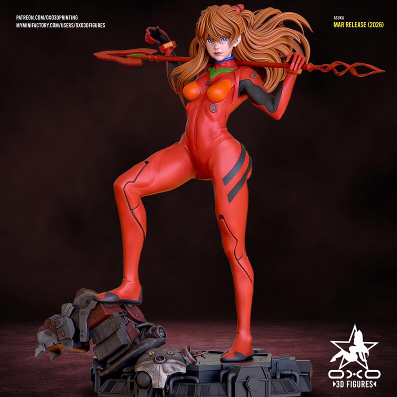 Asuka Langley — Neon Genesis Evangelion | 1/8 1/6 Scale Resin Figure | Unpainted or Hand-Painted | 3D Printed Fan Art | Collector Gift image 2