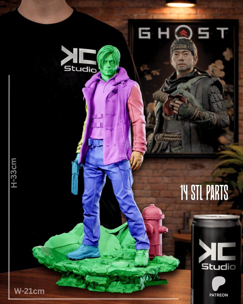 Leon S. Kennedy Resident Evil Resin Figure – 1/8 1/6 Scale 3D Printed Fan Art Statue | Collector Gift image 4