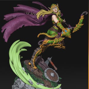 Alleria Windrunner — World of Warcraft | Harsfiguur schaal 1/8 1/6 | Ongeverfd of handgeschilderd | 3D-geprinte fanart | Verzamelaarscadeau afbeelding 2