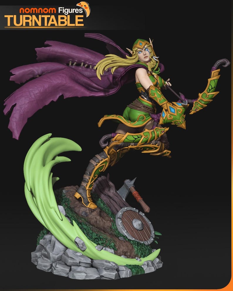 Alleria Windrunner — World of Warcraft | Harsfiguur schaal 1/8 1/6 | Ongeverfd of handgeschilderd | 3D-geprinte fanart | Verzamelaarscadeau afbeelding 2