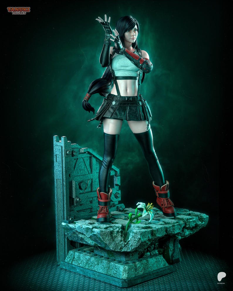 Tifa Lockhart — FF VII / Figura de resina a escala 1/8 o 1/6 / Sin pintar o pintada a mano / Arte de fans impreso en 3D / Regalo de coleccionista imagen 4