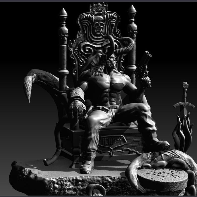 Hellboy Resin Figure – 1/8 1/6 Scale 3D Printed Fan Art Statue | Collector Gift image 3
