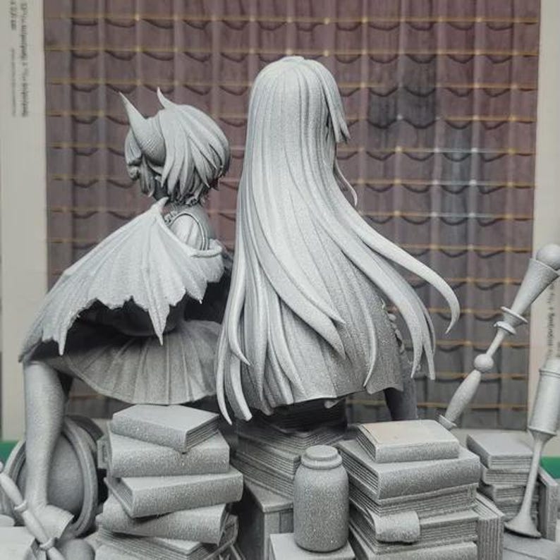 Anne en Grea Diorama — Granblue Fantasy | Harsfiguur schaal 1/8 1/6 | Ongeverfd of handgeschilderd | 3D-geprinte fanart | Verzamelaarscadeau afbeelding 5
