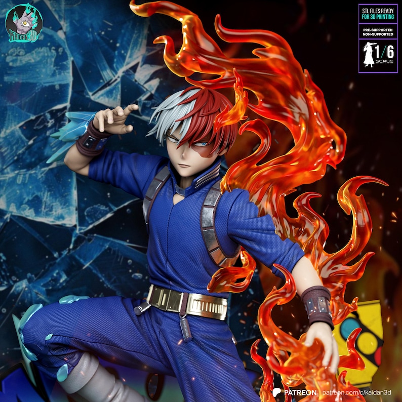 Shoto Todoroki My Hero Academia Resin Figure – 1/6 Scale 3D Printed Fan Art Statue | Collector Gift image 1