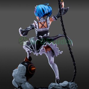 Statua in resina di Rem da Re:Zero – Scala 1/8 1/6, stampata in 3D, ispirata a un'opera d'arte realizzata da un fan / Regalo per collezionisti immagine 3