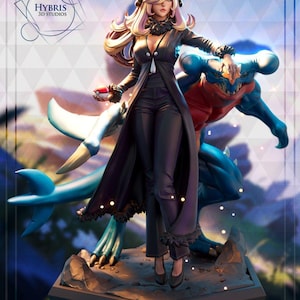 Cynthia — Pokemon | 1/8 1/6 Scale Resin Figure | 3D Printed Fan Art | Unpainted Garage Kit image 2