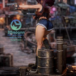 Revy Black Lagoon Resin Figure – 1/8 1/6 Scale 3D Printed Fan Art Statue | Collector Gift image 6