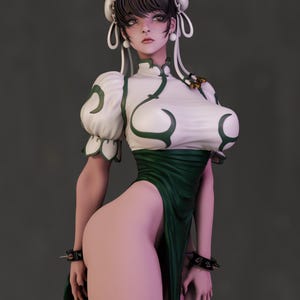 Chun-Li Street Fighter Resin Figure – 1/8 1/6 Scale 3D Printed Fan Art Statue | Collector Gift image 3
