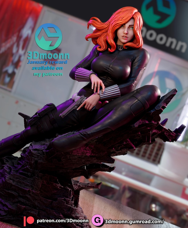 Black Widow — Marvel Comics | 1/8 1/6 Scale Resin Figure | 3D Printed Fan Art | Unpainted Garage Kit | Collector Statue | Collector Gift image 3
