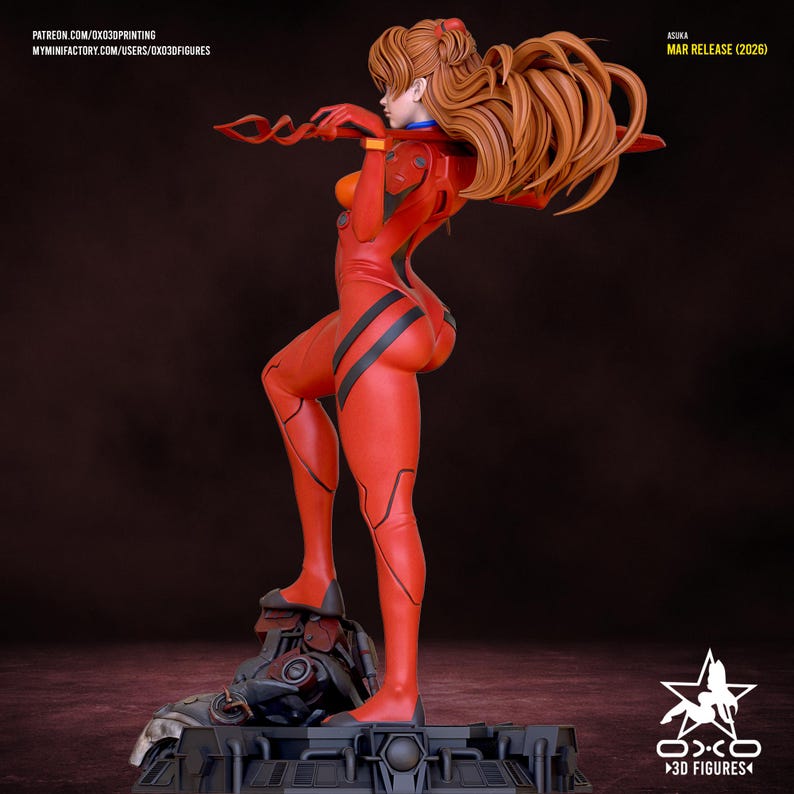 Asuka Langley — Neon Genesis Evangelion | 1/8 1/6 Scale Resin Figure | Unpainted or Hand-Painted | 3D Printed Fan Art | Collector Gift image 4