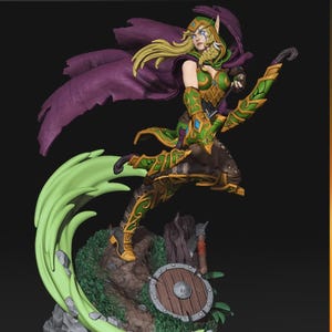 Alleria Windrunner — World of Warcraft | Harsfiguur schaal 1/8 1/6 | Ongeverfd of handgeschilderd | 3D-geprinte fanart | Verzamelaarscadeau afbeelding 4