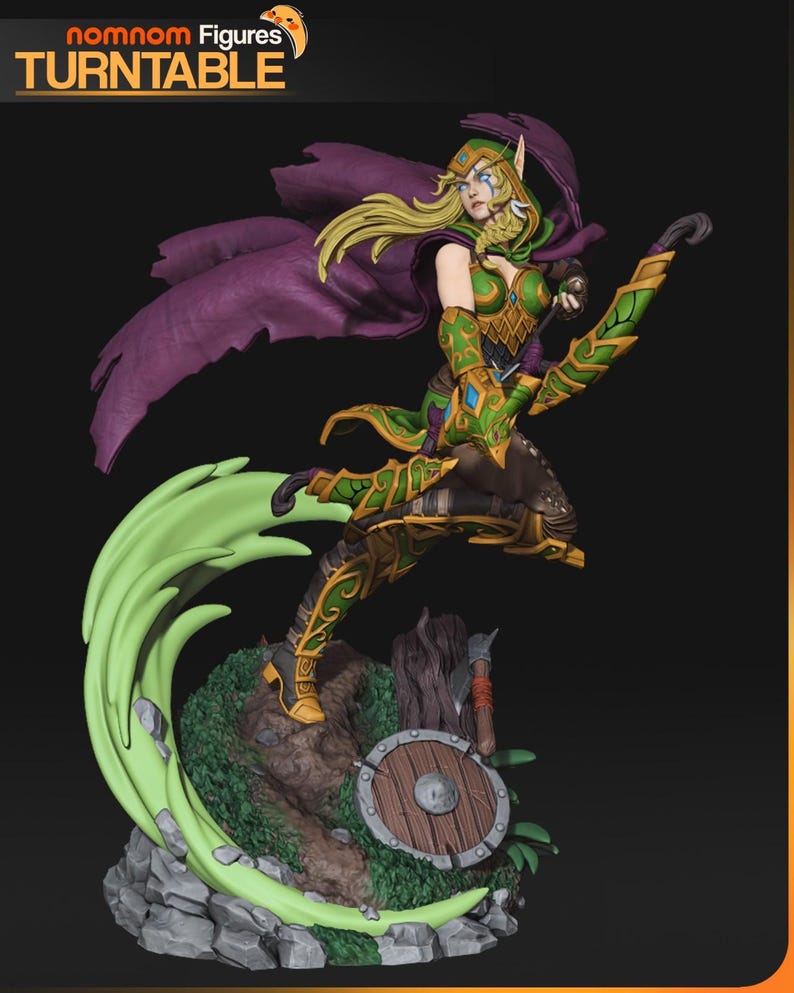 Alleria Windrunner — World of Warcraft | Harsfiguur schaal 1/8 1/6 | Ongeverfd of handgeschilderd | 3D-geprinte fanart | Verzamelaarscadeau afbeelding 4