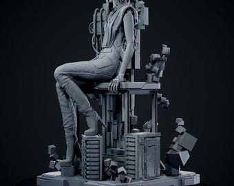 Figura de resina Songbird Cyberpunk a escala 1/8 o 1/6 / Sin pintar o pintada a mano / Arte de fans impreso en 3D / Regalo de coleccionista
