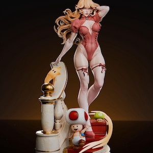Figura de resina da Princesa Peach da Nintendo – Estátua de arte para fãs impressa em 3D em escala 1/8 e 1/6 | Presente para colecionadores imagem 3
