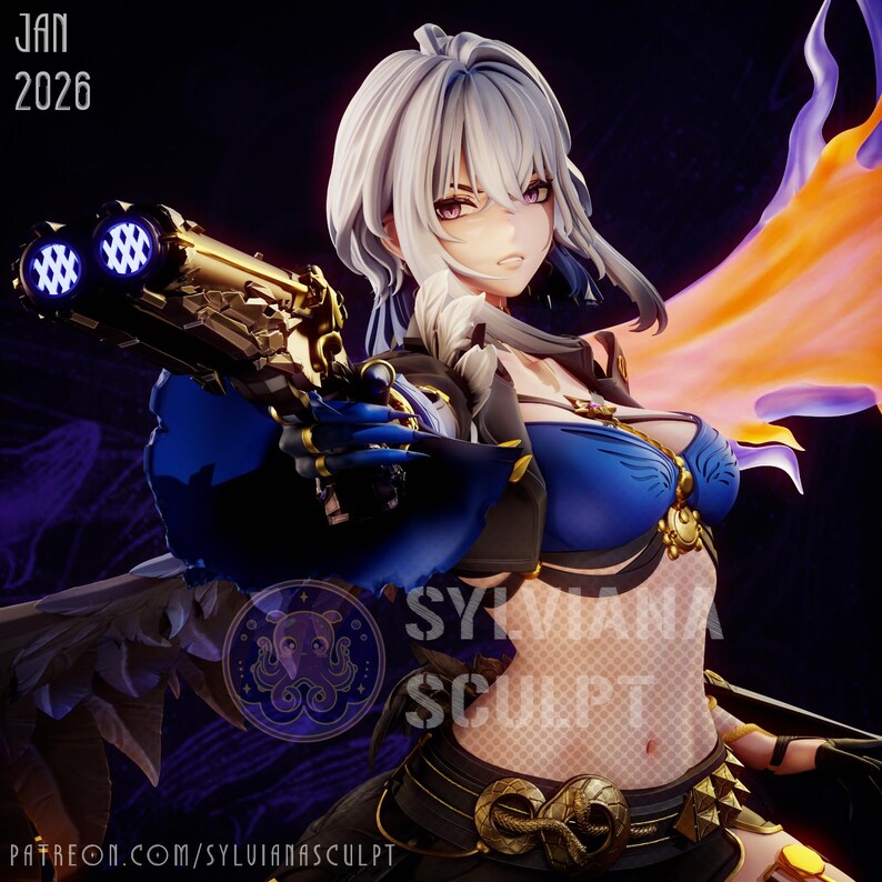 Figura de resina de Sylviana de Las Olas Borrascosas – Escala 1/8 1/6 Estatua de fan art impresa en 3D / Regalo de coleccionista imagen 2