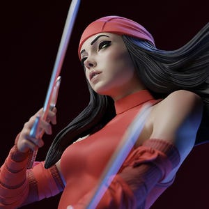 Elektra — Marvel | Harsfiguur schaal 1/8 1/6 | 3D-geprinte fanart | Ongeverfde garagekit | Verzamelaarsstandbeeld | Verzamelaarscadeau afbeelding 2