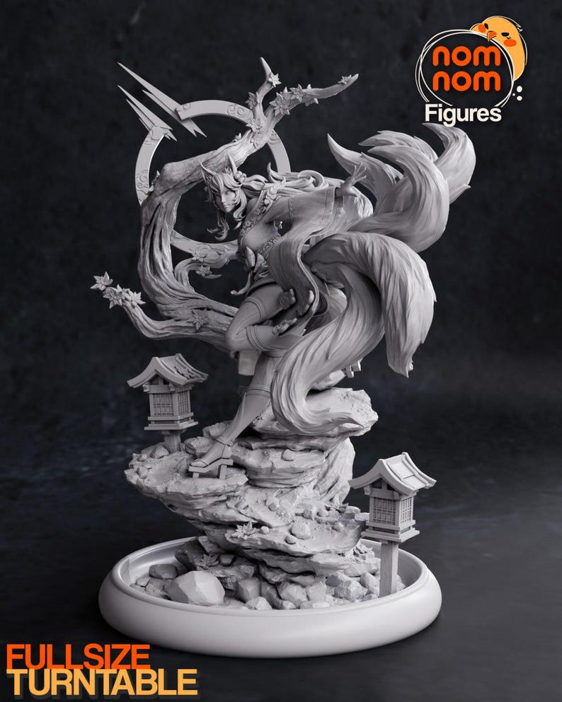 Ahri League of Legends en résine - Statue de fan art imprimée en 3D à l'échelle 1/8 1/6 | Cadeau de collection image 8