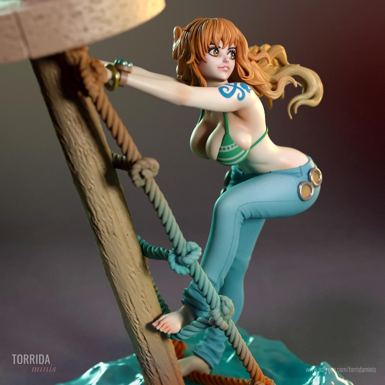 Nami One Piece Resin Figure – 1/8 1/6 Scale 3D Printed Fan Art Statue | Collector Gift image 4