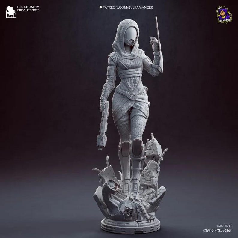 Tali'Zorah Mass Effect Fan Art Resin Figure – 1/8 1/6 Scale Unpainted Statue | Collector Gift image 6