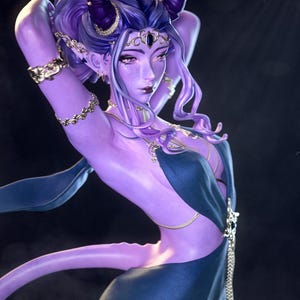 Tiefling Girl — Dungeons & Dragons | 1/8 1/6 Scale Resin Figure | Unpainted or Hand-Painted | 3D Printed Fan Art | Collector Gift image 2