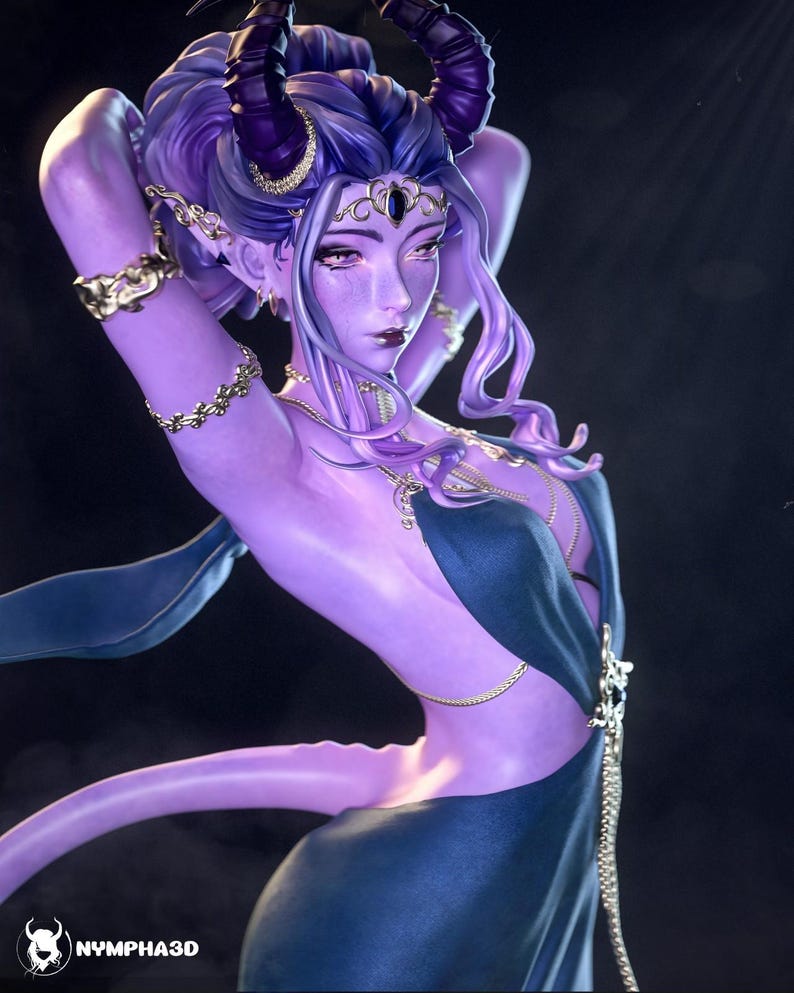Tiefling Girl — Dungeons & Dragons | 1/8 1/6 Scale Resin Figure | Unpainted or Hand-Painted | 3D Printed Fan Art | Collector Gift image 2