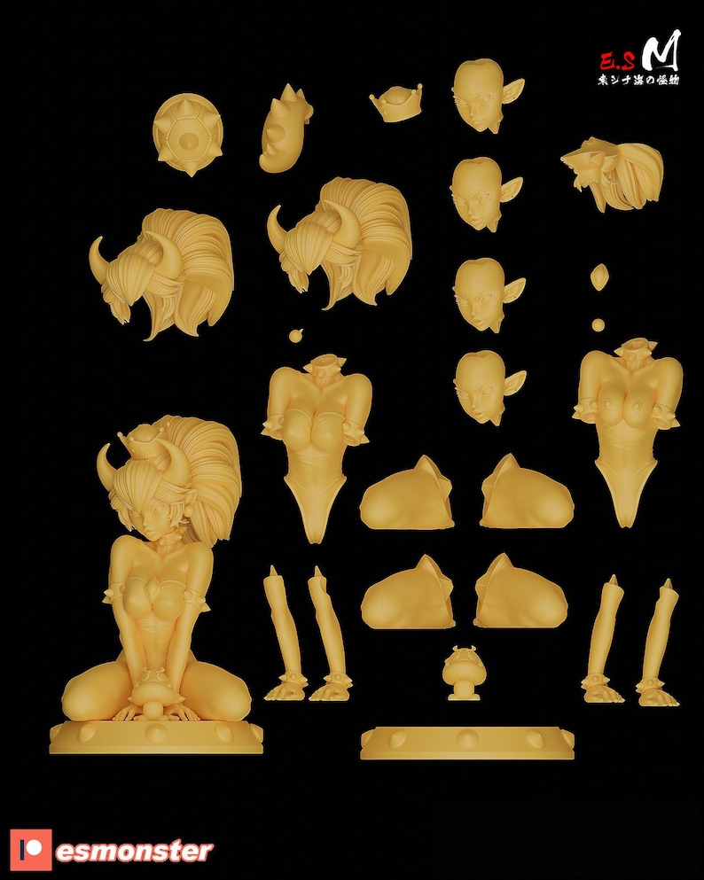 Bowsette Super Mario Resin Figure – 1/8 1/6 Scale 3D Printed Fan Art Statue | Collector Gift image 2