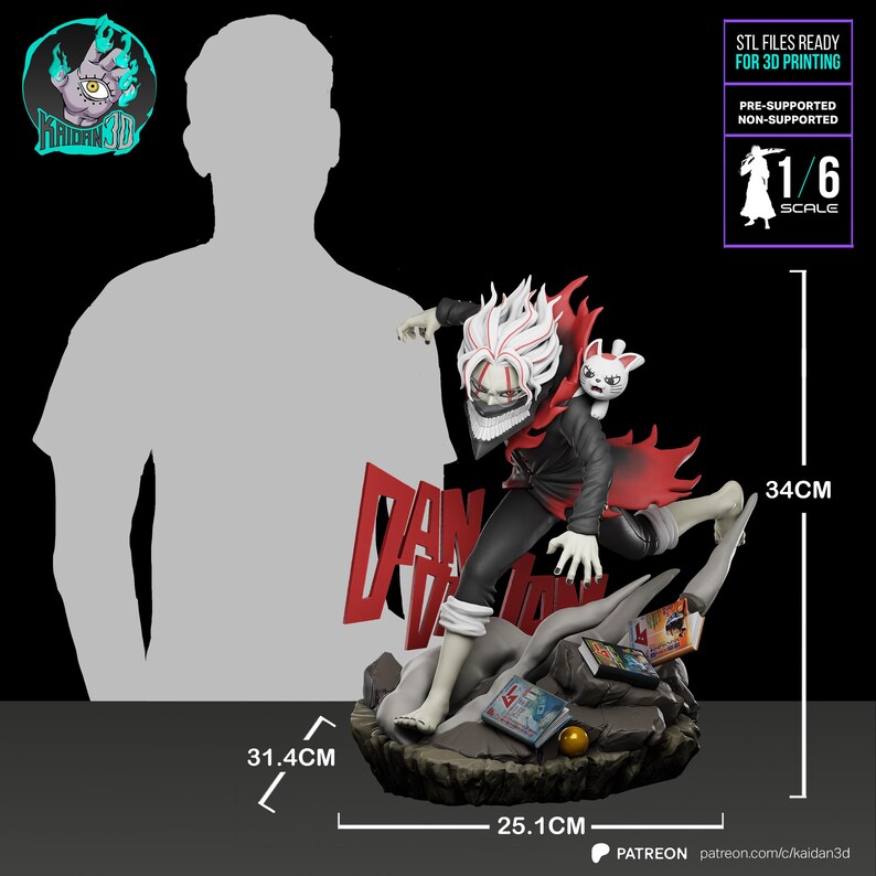 Okarun — Dandadan | 1/8 bis 1/6 Harz Figur | Unbemalt oder Handbemalt | 3D gedruckte Fan Art | Sammler Geschenk Bild 4