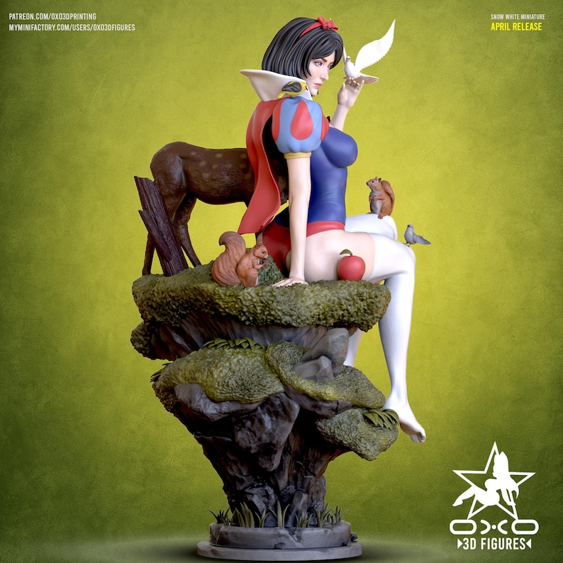 Snow White | 1/8 1/6 Scale Resin Figure | Unpainted or Hand-Painted | 3D Printed Fan Art | Collector Gift image 3