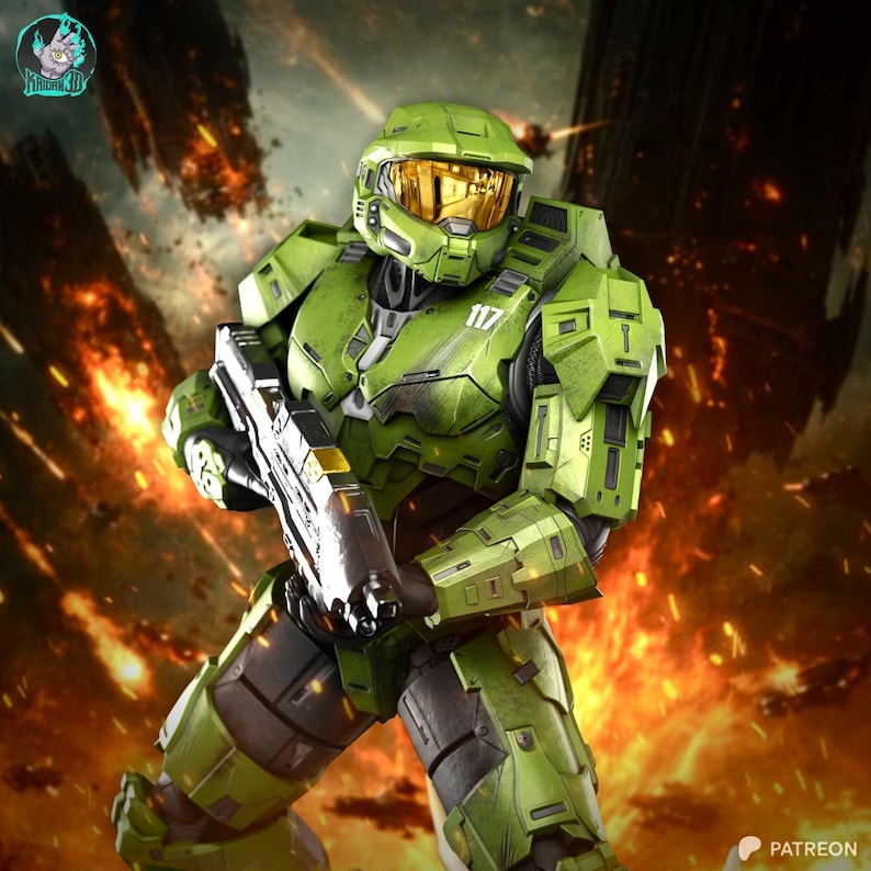 Master Chief Halo Resin Figure – 3D Printed Fan Art Collector Statue (1/8 1/6 Scale) | Collector Gift image 1