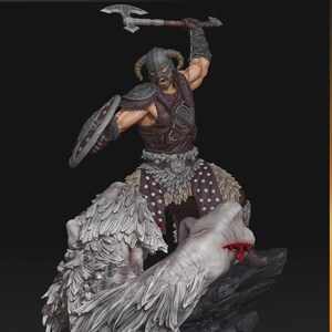 Skyrim Dragonborn Resin Figure – 1/8 1/6 Scale 3D Printed Fan Art Statue | Collector Gift image 3