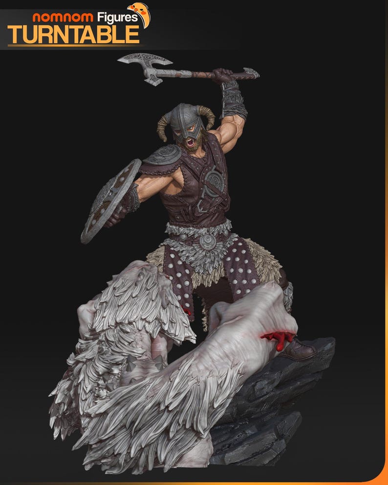 Skyrim Dragonborn Resin Figure – 1/8 1/6 Scale 3D Printed Fan Art Statue | Collector Gift image 3