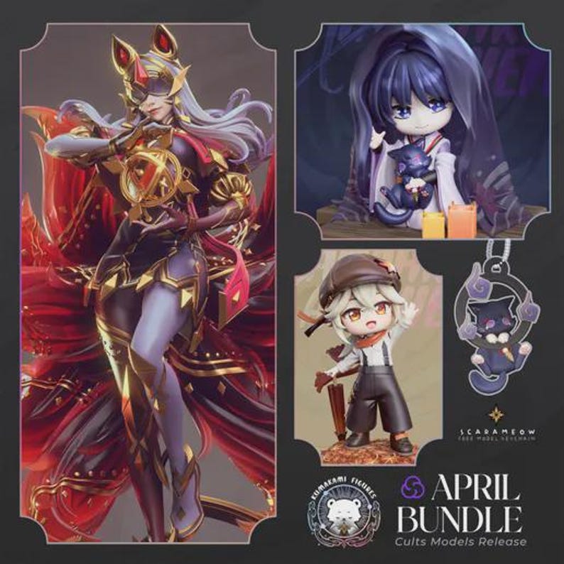 MysticRealms Bundle — Mixed (Kumakami) | 1/8 1/6 Scale Resin Figure | Unpainted or Hand-Painted | 3D Printed Fan Art | Collector Gift zdjęcie 5
