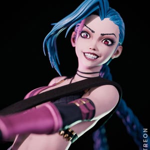 Jinx — League of Legends / Arcane / Figura de resina a escala 1/8 o 1/6 / Sin pintar o pintada a mano / Arte de fans impreso en 3D / Regalo de coleccionista imagen 1