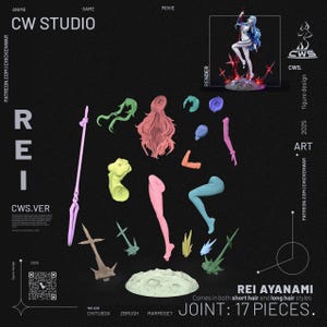 Rei Ayanami — Neon Genesis Evangelion | 1/8 1/6 Scale Resin Figure | 3D Printed Fan Art | Unpainted Garage Kit | Collector Statue Gift image 9