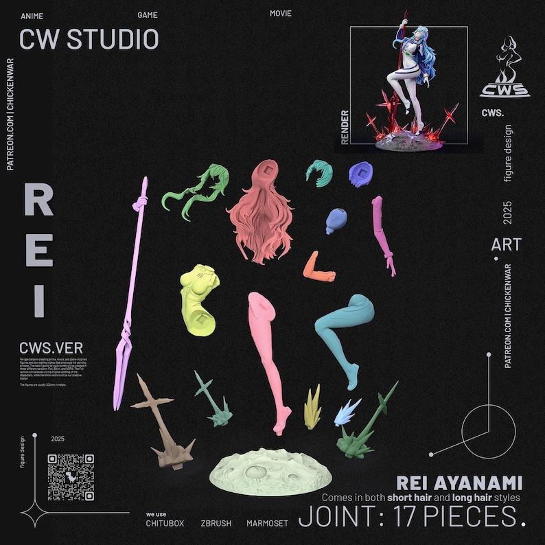 Rei Ayanami — Neon Genesis Evangelion | 1/8 1/6 Scale Resin Figure | 3D Printed Fan Art | Unpainted Garage Kit | Collector Statue Gift image 9