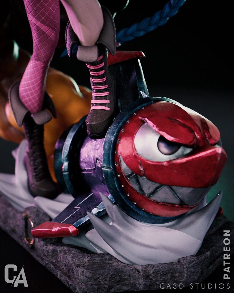 Jinx — League of Legends / Arcane / Figura de resina a escala 1/8 o 1/6 / Sin pintar o pintada a mano / Arte de fans impreso en 3D / Regalo de coleccionista imagen 2