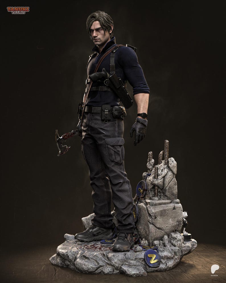 Leon S. Kennedy Resident Evil Resin Figure – 1/8 1/6 Scale 3D Printed Fan Art Statue | Collector Gift image 8