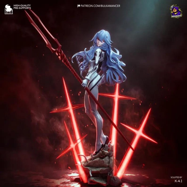 Rei Ayanami — Neon Genesis Evangelion | 1/8 1/6 Scale Resin Figure | Unpainted or Hand-Painted | 3D Printed Fan Art | Collector Gift image 3