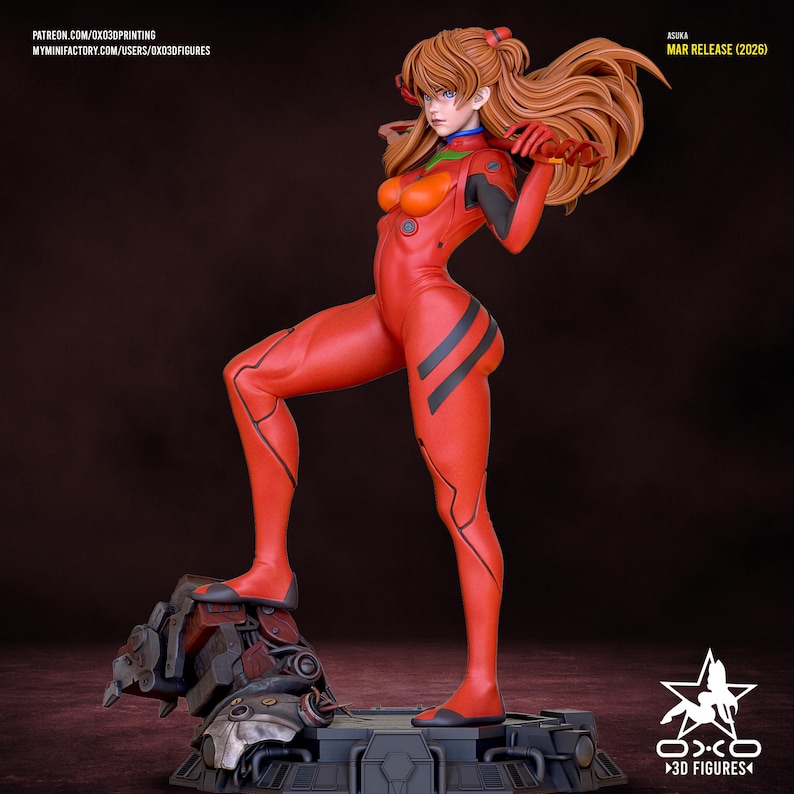 Asuka Langley — Neon Genesis Evangelion | 1/8 1/6 Scale Resin Figure | Unpainted or Hand-Painted | 3D Printed Fan Art | Collector Gift image 3