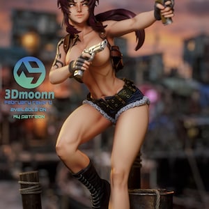 Revy Black Lagoon Resin Figure – 1/8 1/6 Scale 3D Printed Fan Art Statue | Collector Gift image 1