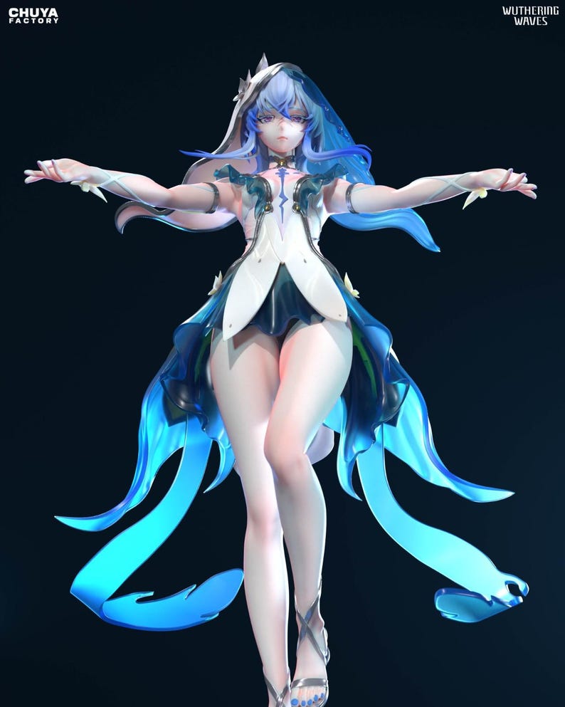 Shorekeeper Wuthering Waves en résine - Statue de fan art imprimée en 3D à l'échelle 1/8 1/6 | Cadeau de collection image 8