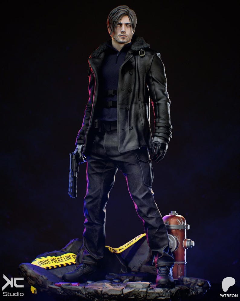 Leon S. Kennedy Resident Evil Resin Figure – 1/8 1/6 Scale 3D Printed Fan Art Statue | Collector Gift image 5