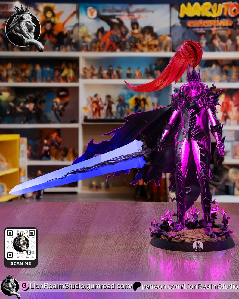 Igris Solo Leveling Resin Figure – Skala 1/8 1/6, drukowana w 3D figurka fanowska | Prezent dla kolekcjonera zdjęcie 4
